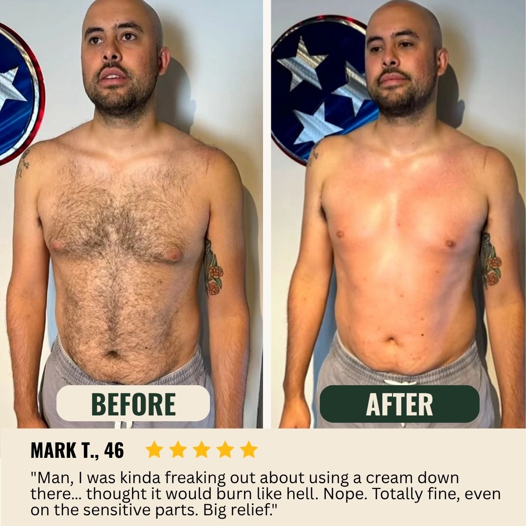 Before and after body grooming result