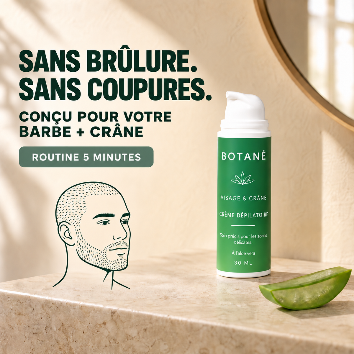 Crème dépilatoire Visage, Barbe & Crâne