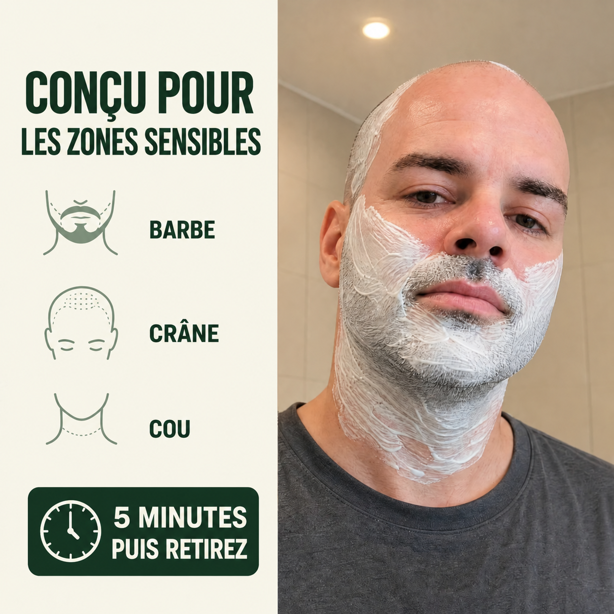 Crème dépilatoire Visage, Barbe & Crâne